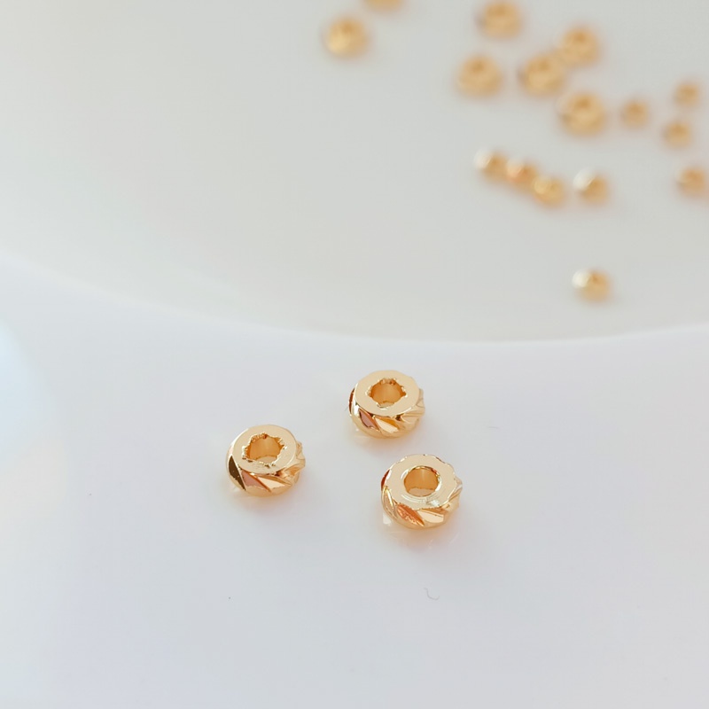 Set 50 Hạt Tròn Mạ Vàng 14K Nhiều Màu Sắc Dùng Làm Vòng Tay DIY