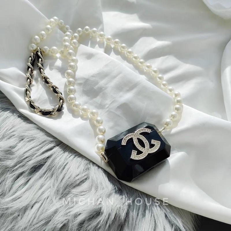Túi mini đeo chéo dây ngọc trai nhân tạo, túi phụ kiện chụp ảnh decor