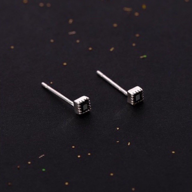 Khuyên tai bạc 925 nam nữ unisex siêu nhỏ mini đính đá CHILLEE