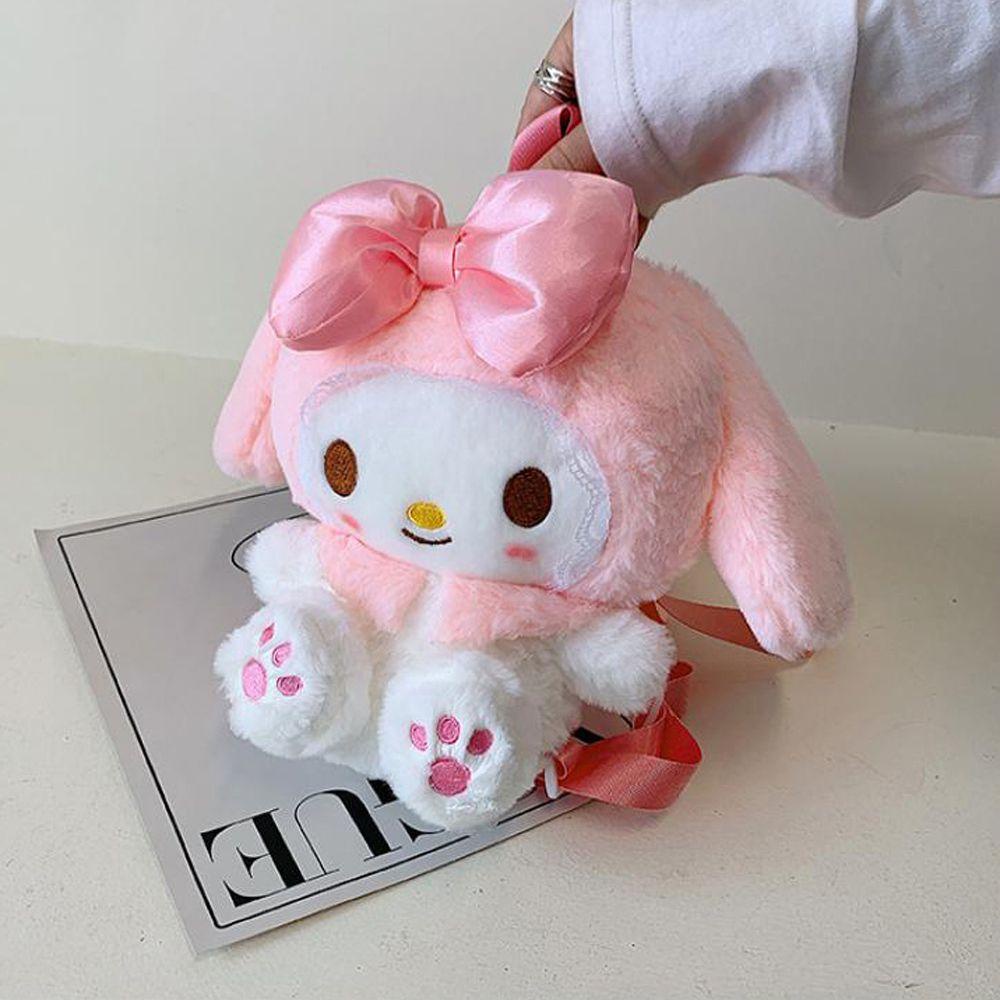 LILYES Ba Lô Lông Nhung Kawaii Màu Hồng Anime Mềm Mại Mymelody Cho Trẻ Em