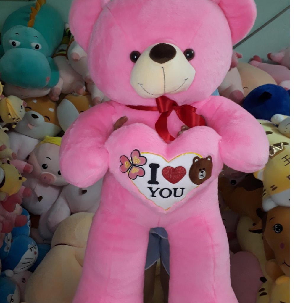 Gấu Bông Teddy Ôm Trái Tim SALOME - Gối Ôm Cao Cấp Lông Mịn Làm Qùa Tặng Dễ Thương