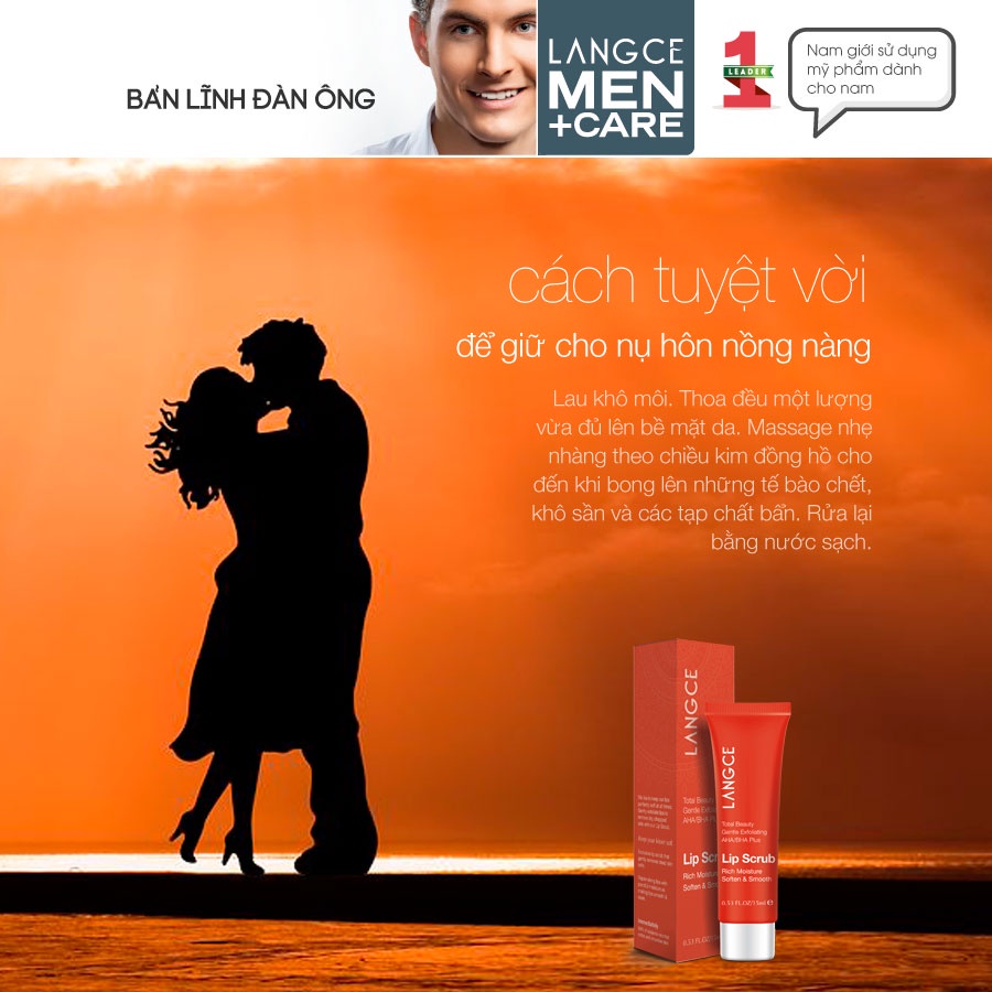 GEL LÀM SẠCH TẾ BÀO CHẾT CHO MÔI - 1 PHÚT - TRÁI CÂY 15ml LANGCE DÀNH CHO NAM