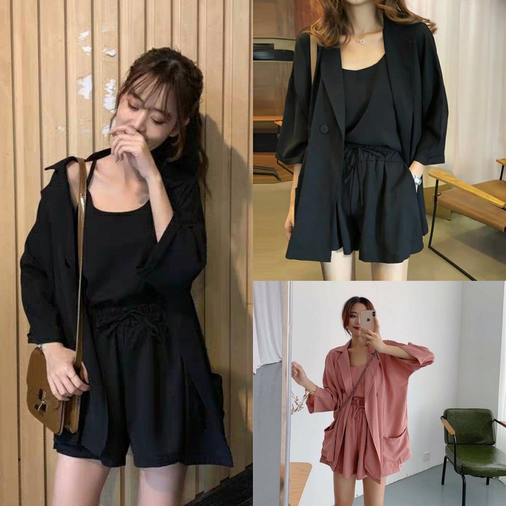 SET VEST - BỘ VEST ÁO DÂY + ÁO KHOÁC VEST + QUẦN ĐÙI