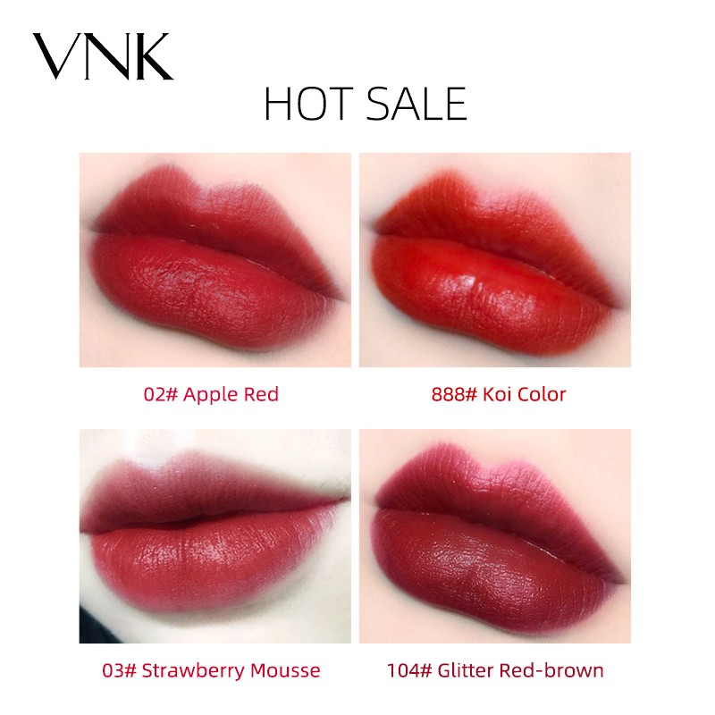 VNK Round Tube Matte Lipstick Long-Lasting Lip Stick (Black Tube)