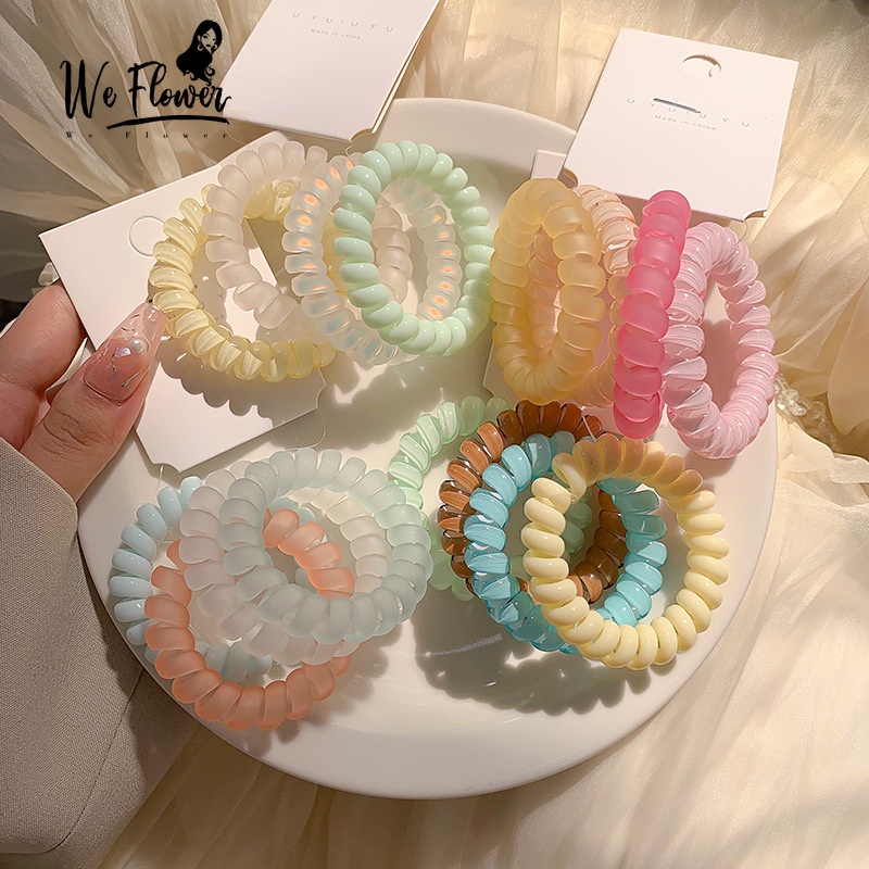 Dây buộc tóc WE FLOWER dạng xoắn chất liệu cao su màu kẹo phong cách Hàn Quốc