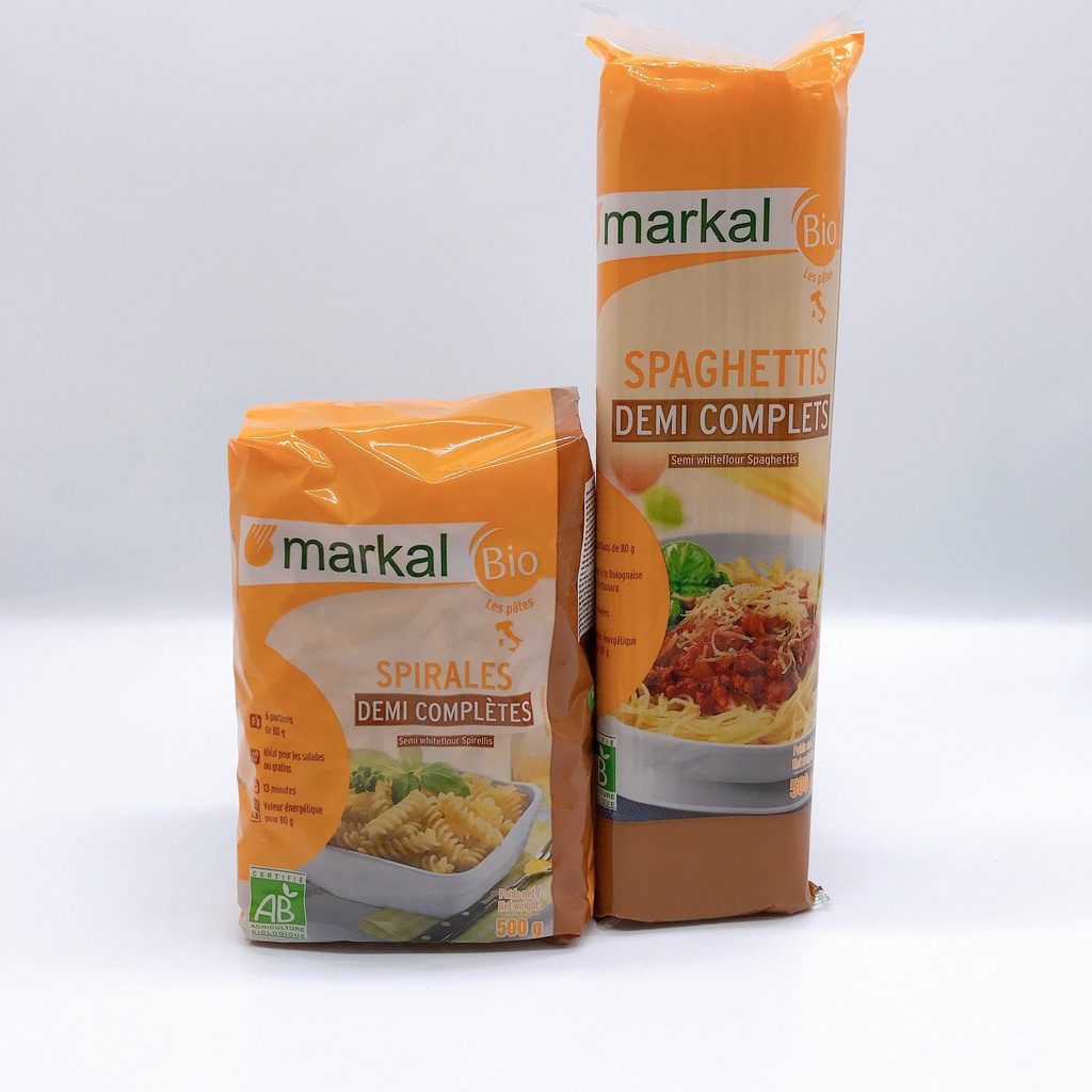 Mỳ spaghetti bán lứt/ mì nui xoắn bán lứt/ mì nui rau củ hữu cơ Markal