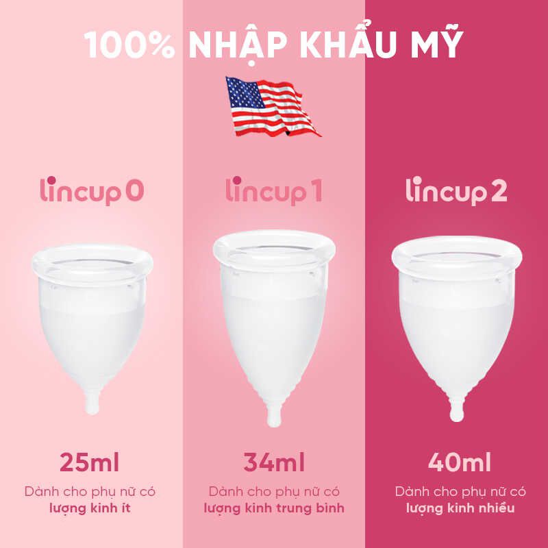 Cốc nguyệt san LINCUP, silicon y tế Nhập khẩu từ Mỹ Chính hãng