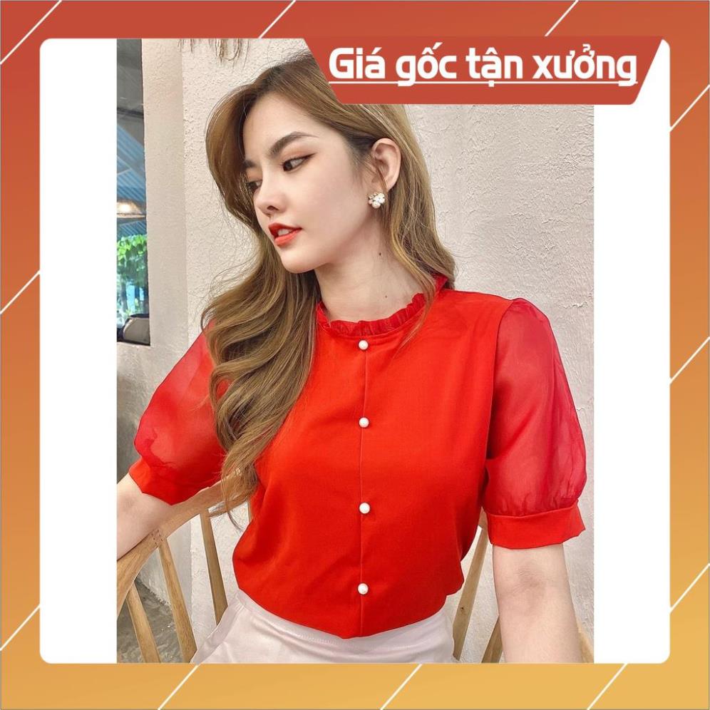 [Chất lượng số 1] Áo sơ mi nữ cổ sếp ly thời trang tay lưới Gloria GL34 | BigBuy360 - bigbuy360.vn