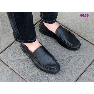 Giày Da Nam Cao Cấp GL55 Đen/ vàng bò