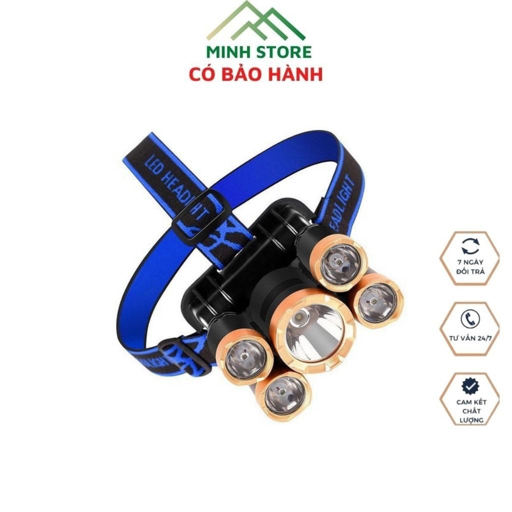 Đèn Pin 5 Bóng Siêu Sáng,Thể Thao,Đi Đêm,Đèn Câu Cá Có Dây Sạc USB Chống Nước