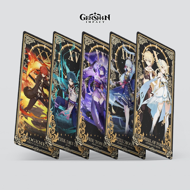 (mẫu mới) Hộp thẻ bài tarot Genshin Impact Kimetsu no Yaiba 22 lá cao cấp anime game chibi