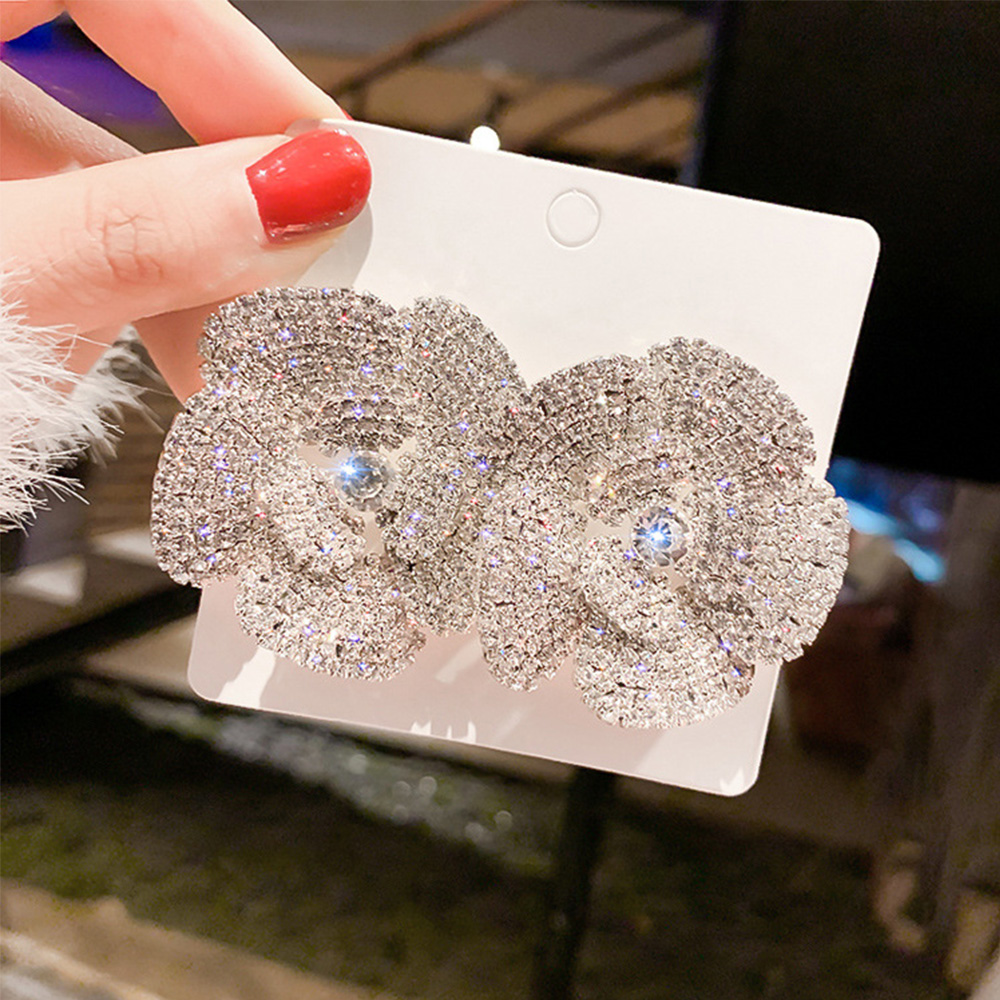 Đôi bông tai nữ S925 hình bông hoa đính sành điệu thời trang