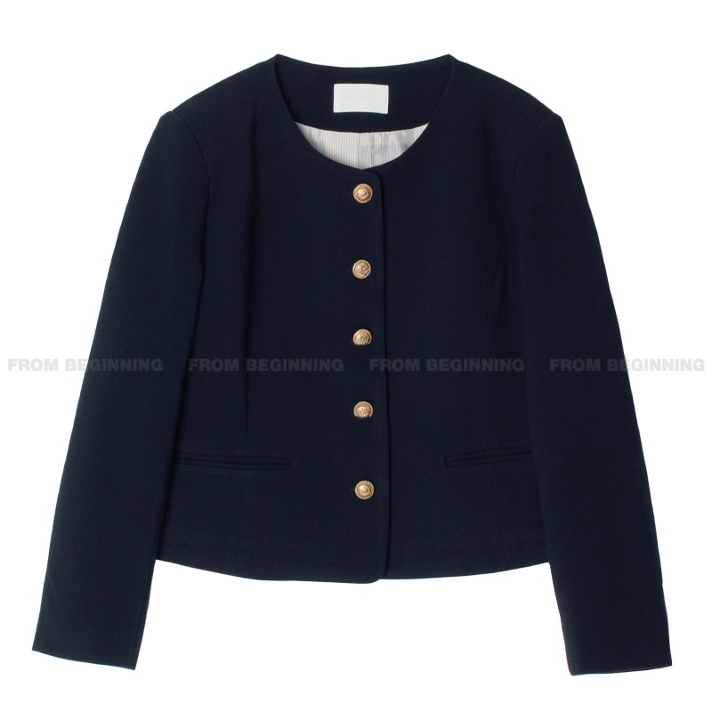 Áo Khoác Suit Dài Tay Cổ Tròn Đơn Giản Theo Phong Cách Retro Pháp 55214