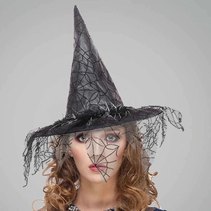 Mạng Che Mặt Hóa Trang Phù Thủy Màu Đỏ Đen Cho Lễ Halloween
