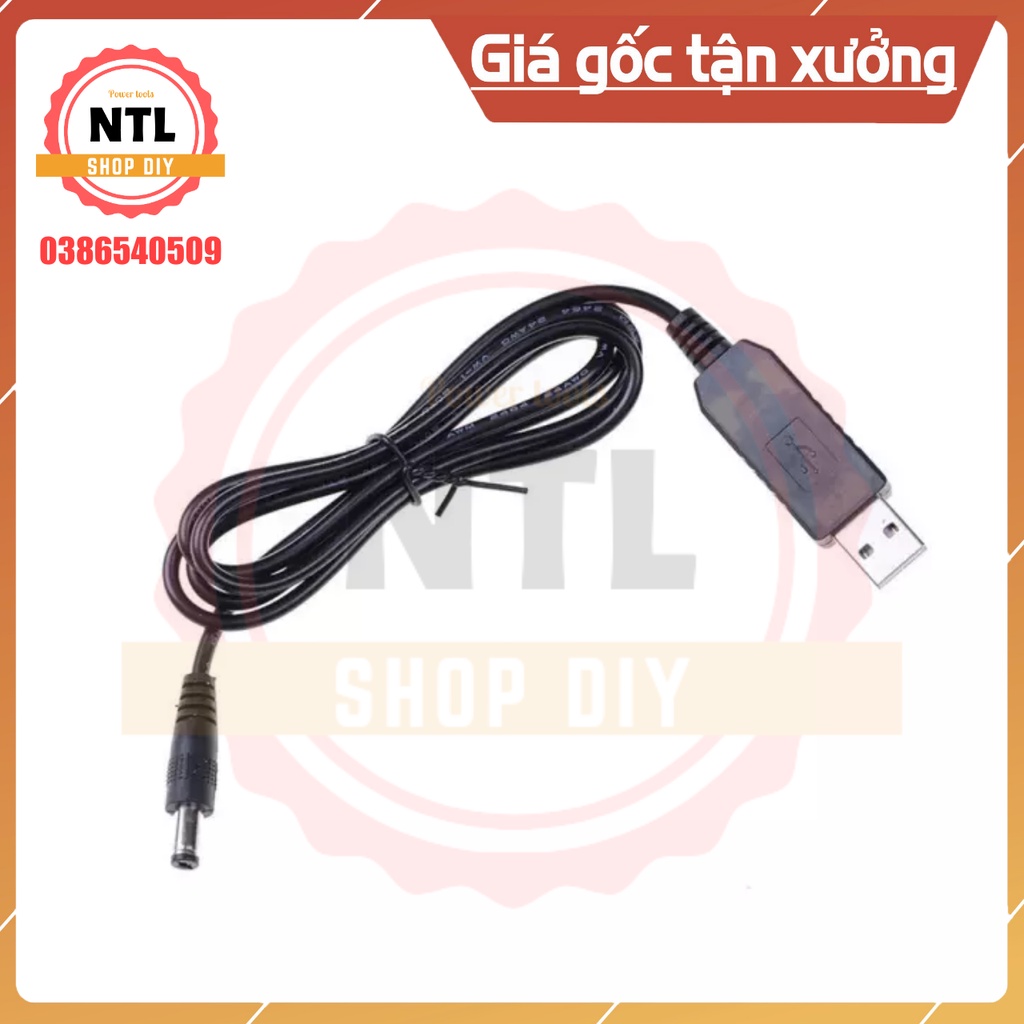 Dây nguồn USB tăng áp từ 5V lên 9-12V jack DC tròn 5.5mm