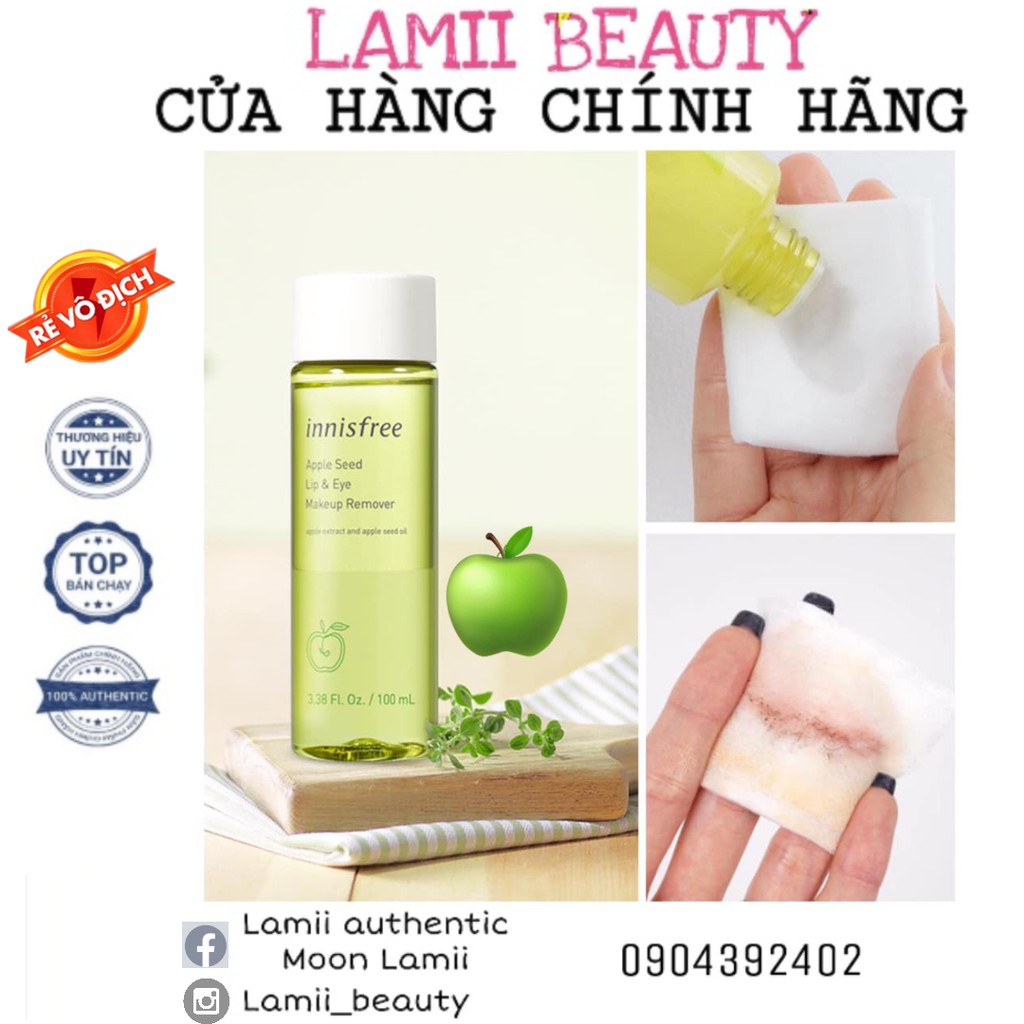 Tẩy trang mắt môi táo Innisfree Apple Juicy Lip &amp; Eye Remover