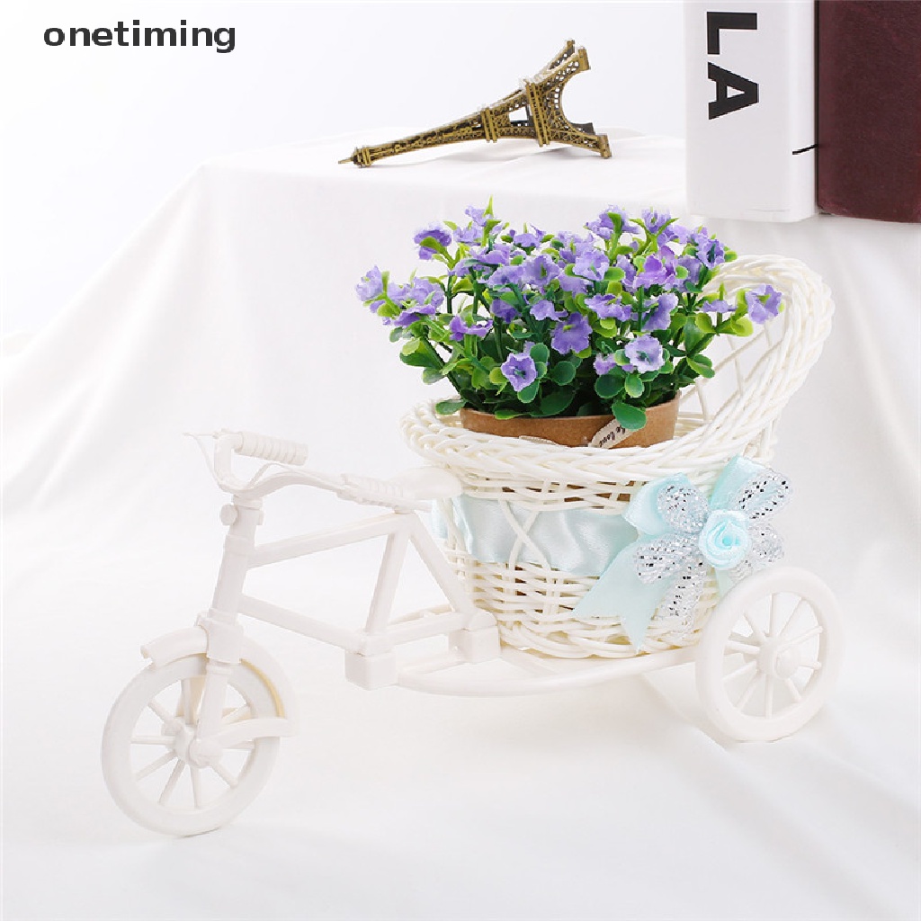 Otvn Excellent White Tricycle Bike Flower Basket Container For Flower Plant Home Decor Vase Jelly