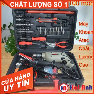 Máy khoan điện đa năng bộ 100 món atec at7218 chính hãng 600w, động cơ dây đồng. bh 6 tháng toàn quốc
