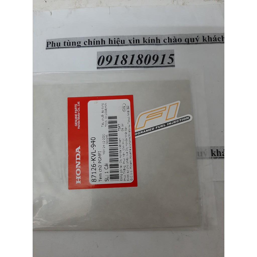 Tem chữ FI vàng trắng honda