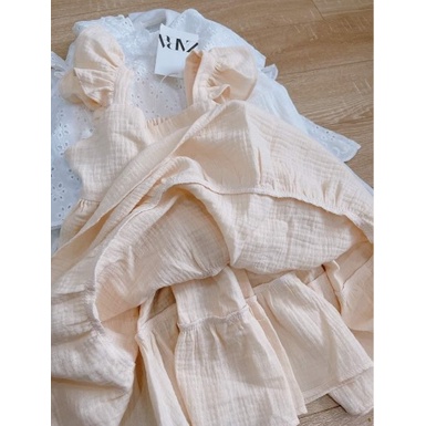 Váy đầm xô muslin tay cánh tiên cho bé