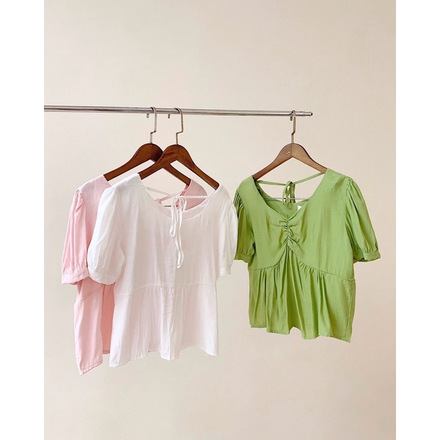 Áo sơ mi nhún ngực buộc dây lưng 65a16 by germe