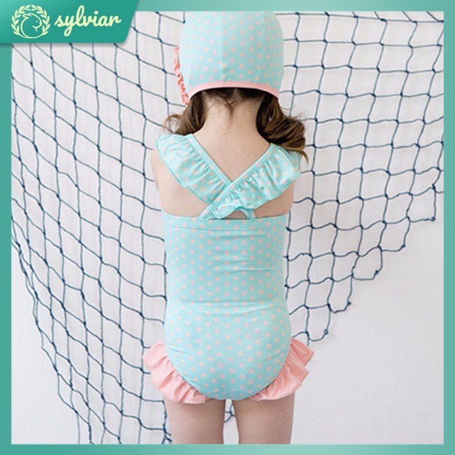 Bộ Đồ Bơi Liền Thân 2 Mảnh Hình Thú Dễ Thương Kèm Mũ Dành Cho Bé Gái
