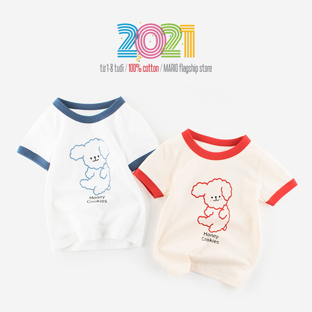 Áo bé gái 27HOME áo cotton cộc tay cho bé in hình gấu bánh quy hàng xuất Âu Mỹ