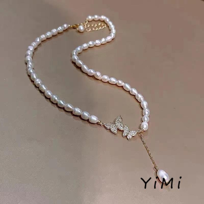 Vòng cổ Mặt Hình Bướm Đính Ngọc Trai Thời Trang Cho Nữ