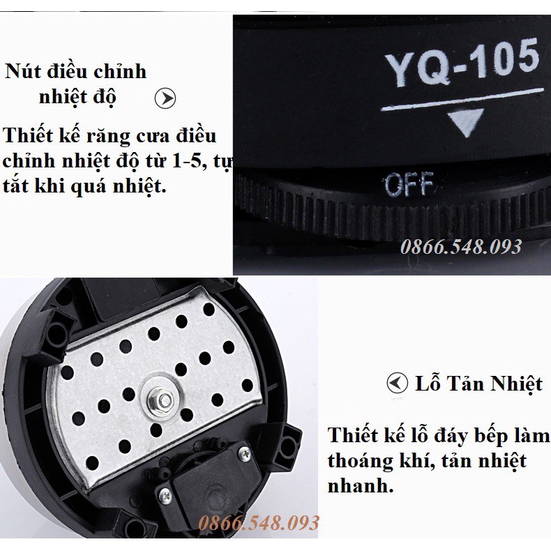 Combo bếp điện mini YQ-105/ 500W +  ấm cafe moka 300ml/6cup