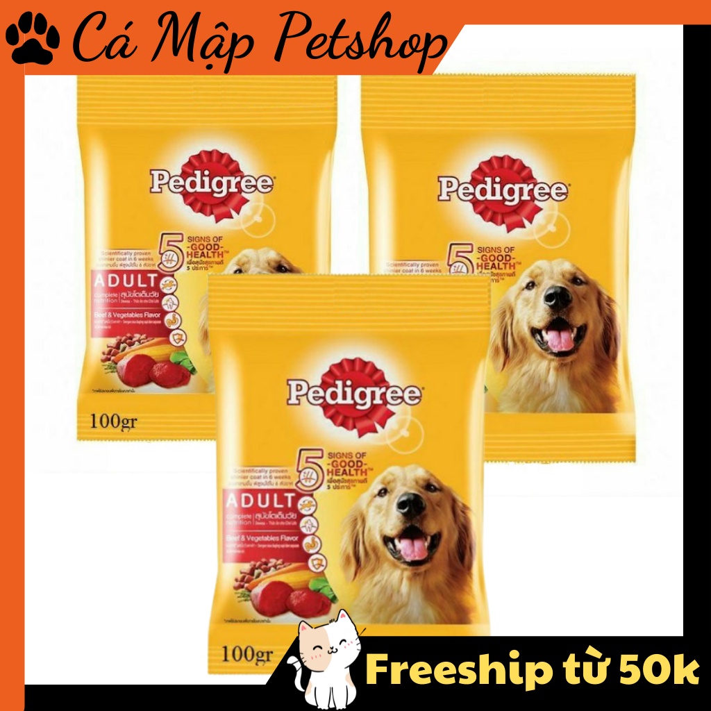 Hạt cho chó Pedigree, Hạt cho chó lớn Pedigree vị bò và rau củ Túi 100gr