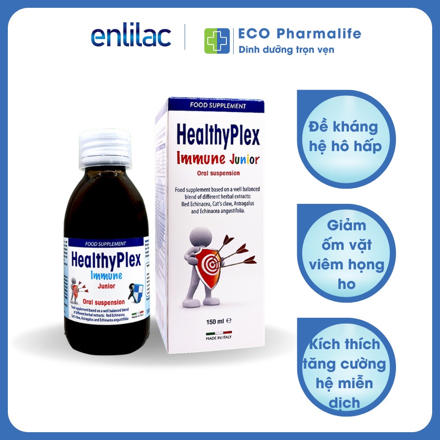 Siro Healthyplex Immune Junior 150ml - Xuất xứ Italy - Tăng cường sức đề kháng, kích thích hệ miễn dịch cho bé