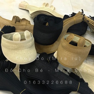 Mũ cói tai thỏ nửa đầu cho bé