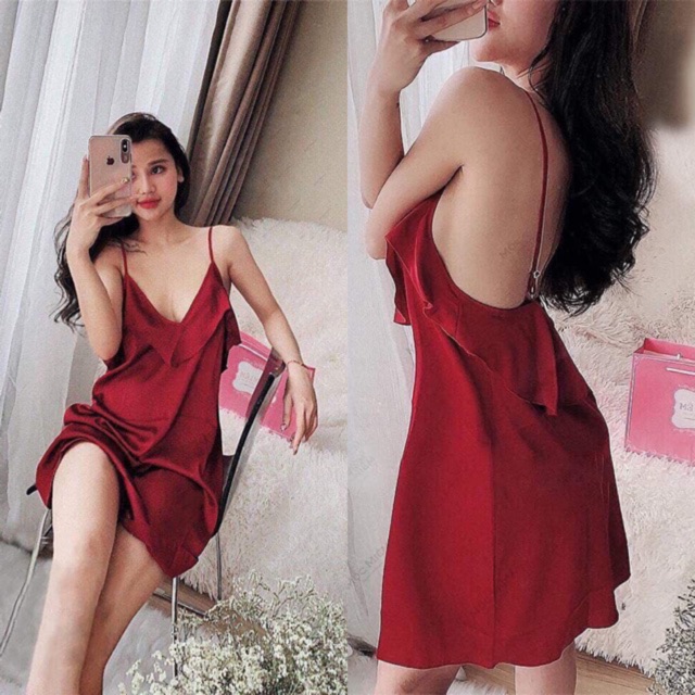 ♥️[HCM GIAO NHANH 30 phút][LL165]  Váy ngủ sexy Vải Satin -  Đầm mặc nhà đẹp -Cô chủ nhỏ chuyên sỉ