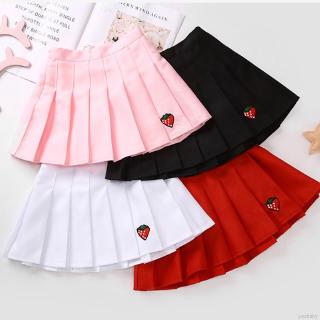 Chân váy xếp ly họa tiết quả dâu xinh xắn dành cho bé gái mặc hàng ngày vào mùa hè