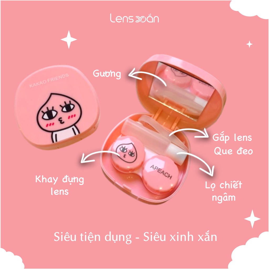 HỘP ĐỰNG KÍNH ÁP TRÒNG KAKAO FRIEND ĐỦ DỤNG CỤ ĐEO THÁO LENS VÀ LỌ CHIẾT NGÂM | Lens Xoắn