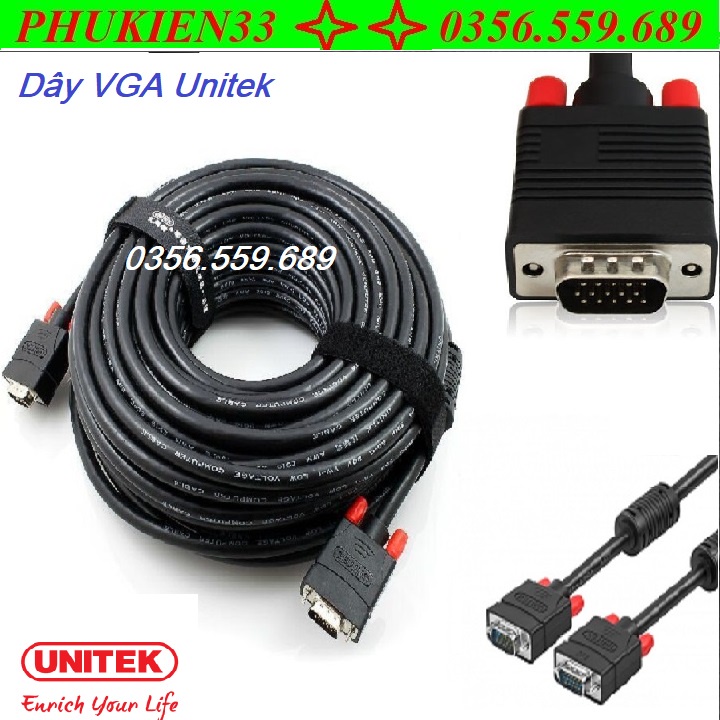 CÁP VGA UNITEK 20M | 25M | 30M | 40M | 50M | 60M, CHUẨN 3C+6, 3C+9 PK-23