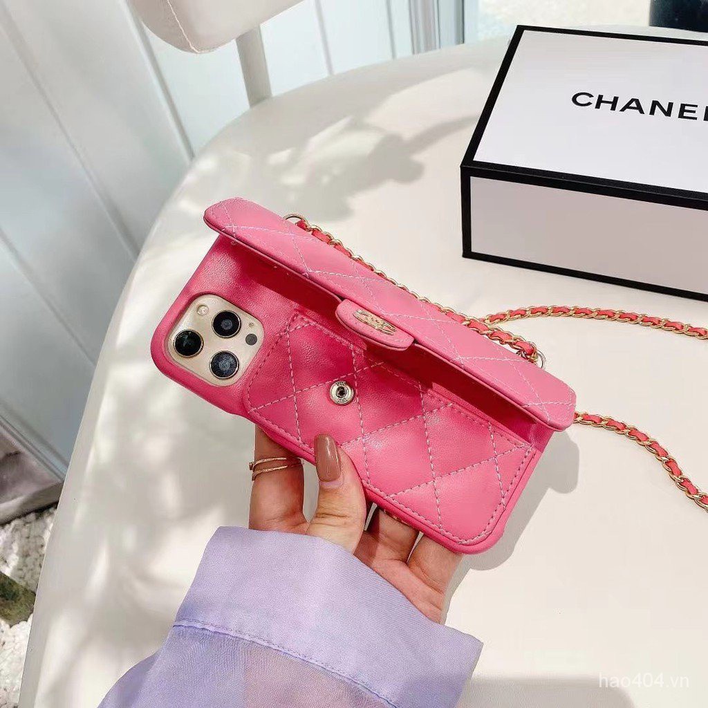 Chanel Ốp Điện Thoại Chống Rơi Có Ngăn Đựng Thẻ Và Dây Đeo Chéo Cho Iphone12 Pro Max Iphone 11 Xr Xs 7plus