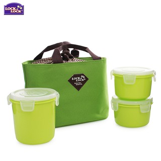 Bộ 3 hộp đựng cơm và túi giữ nhiệt Lock&Lock HAF100G3 - Larva Store