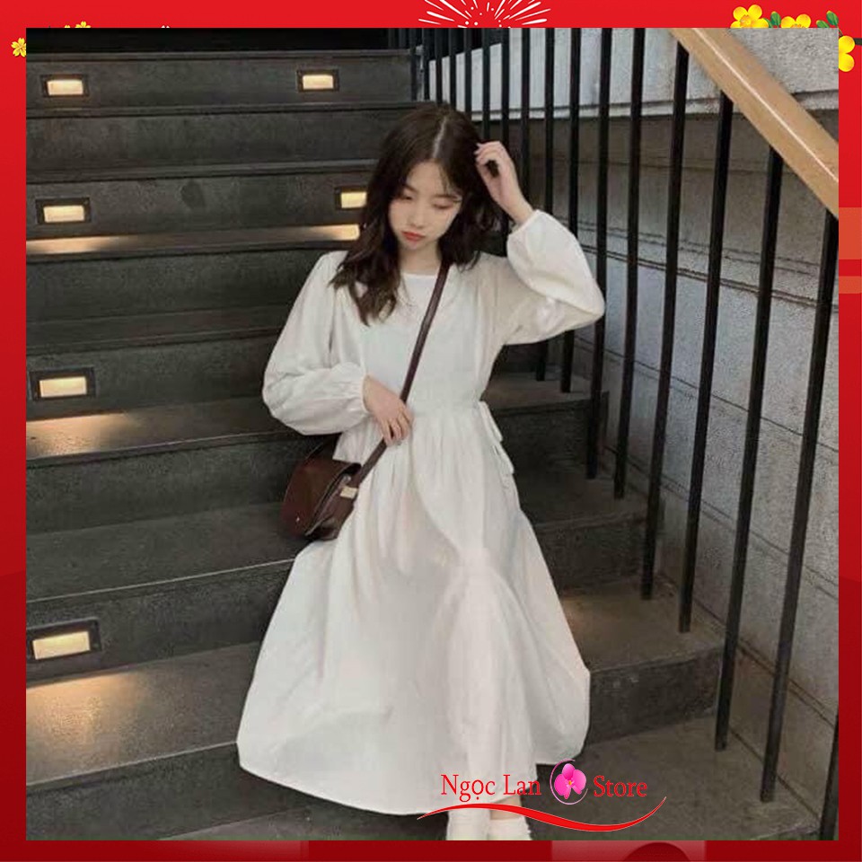 Váy Babydoll Dài Tay Có Dây điều Chỉnh Eo,Nhiều Màu