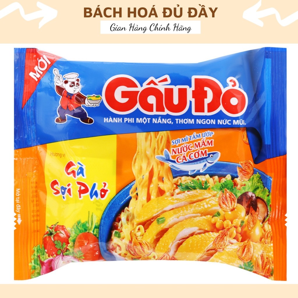 Mì gói các loại bao gồm Hảo Hảo, Gấu Đỏ, Omachi, Đệ Nhất, Miliket, 3 miền, Lẩu Thái, Cung Đình, mì chay Rau Nấm
