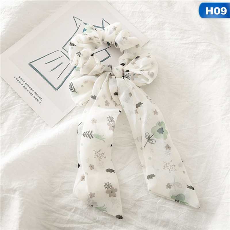 flowersqueen Dây thun cột tóc màu trơn dáng dài cho nữ