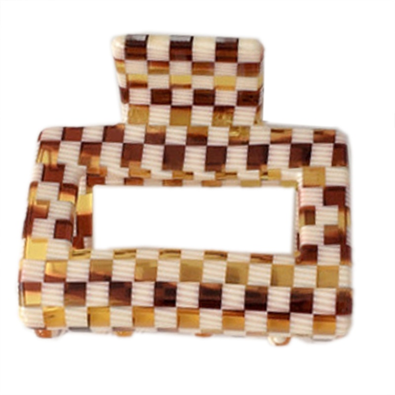 Kẹp Tóc Cà Phê / Tóc Đuôi Ngựa Họa Tiết Hình Học Kẻ Sọc Caro Phong Cách Vintage