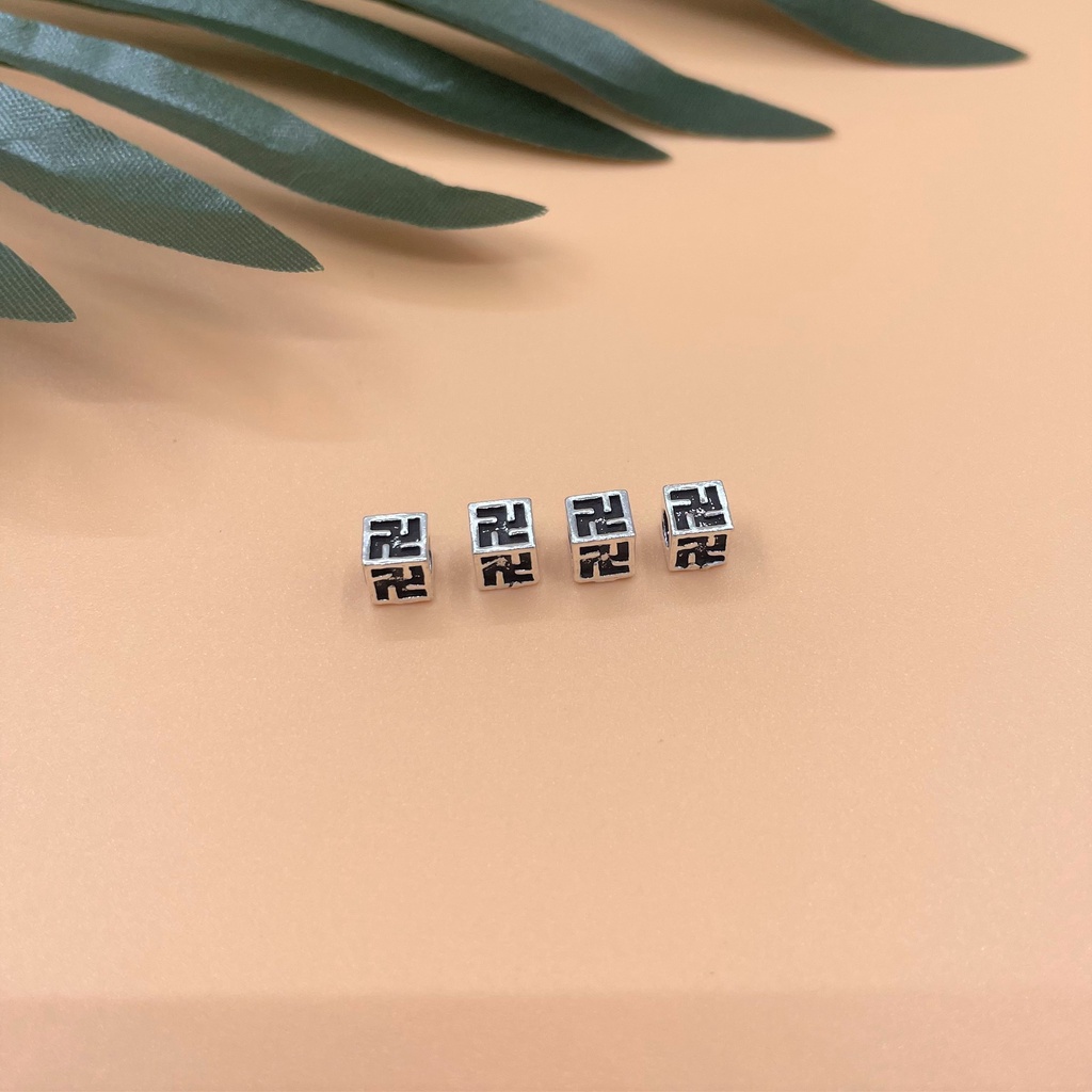 Charm nối chữ vạn vuông bạc thái - Charm Bạc 925 - Mã CA226
