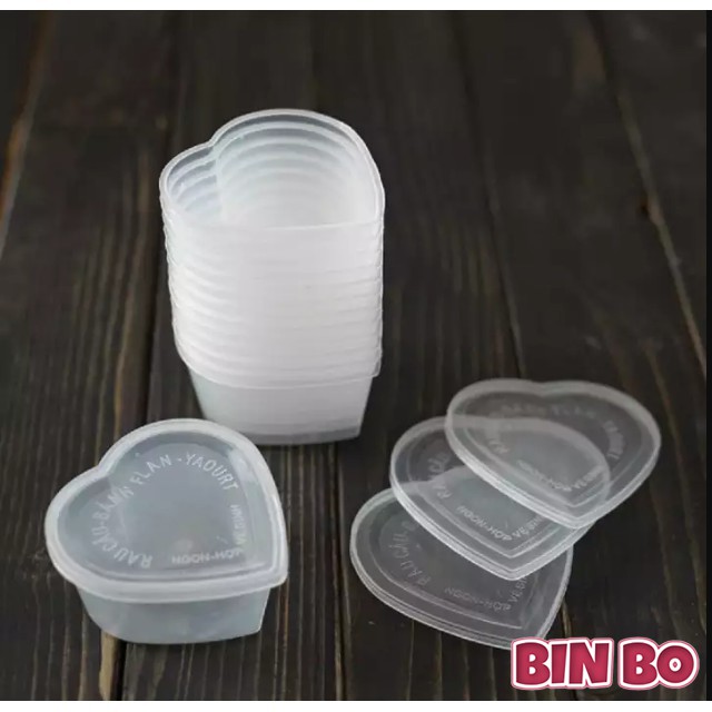 Combo 60 khuôn Bánh Flan Có Nắp Hình  Trái Tim