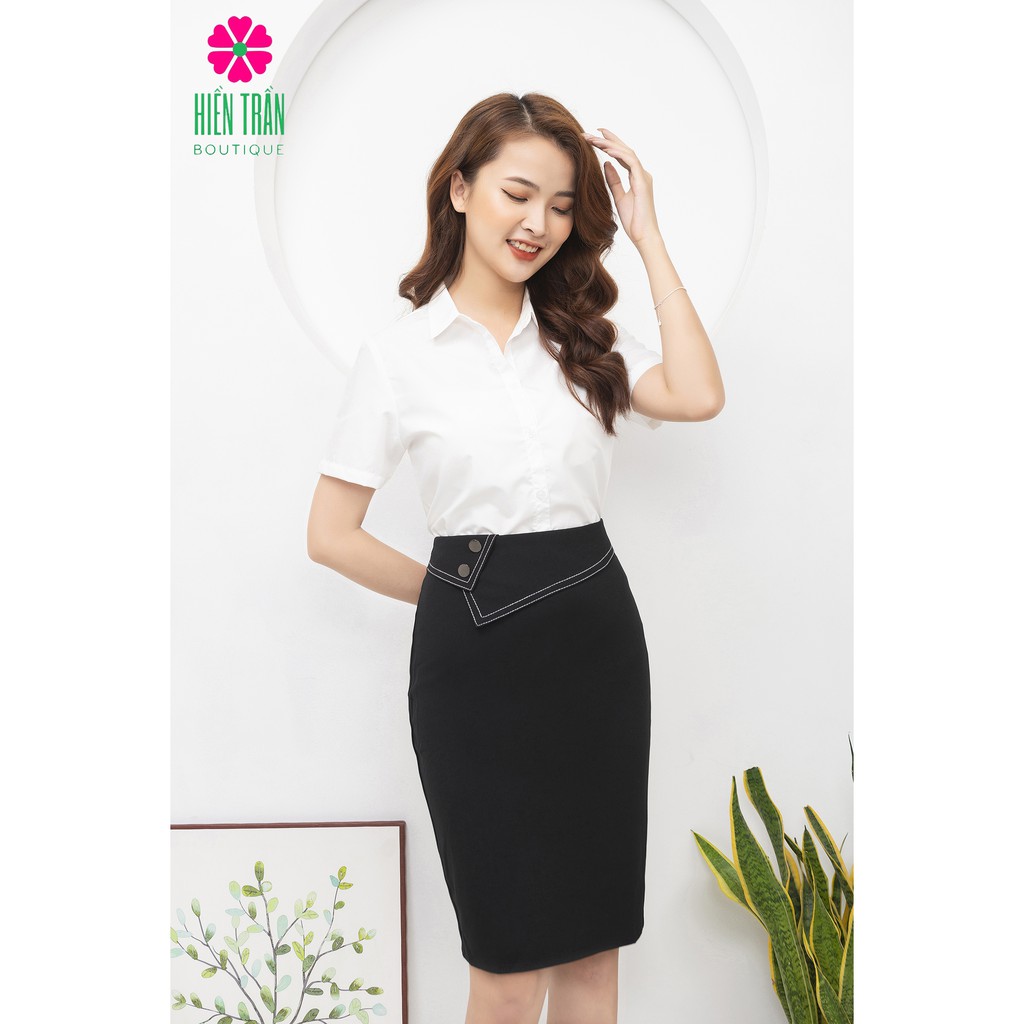 Chân váy bút chì phối 2 khuy mạ crom sang trọng, quý phái, chất vải cao cấp - Hiền Trần BOUTIQUE | BigBuy360 - bigbuy360.vn