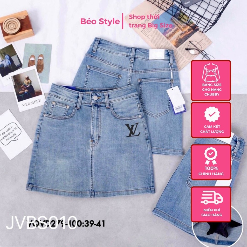 Chân váy jean BIGSIZE co giãn tốt  cho nàng béo từ 50 - 85kg JVBS010