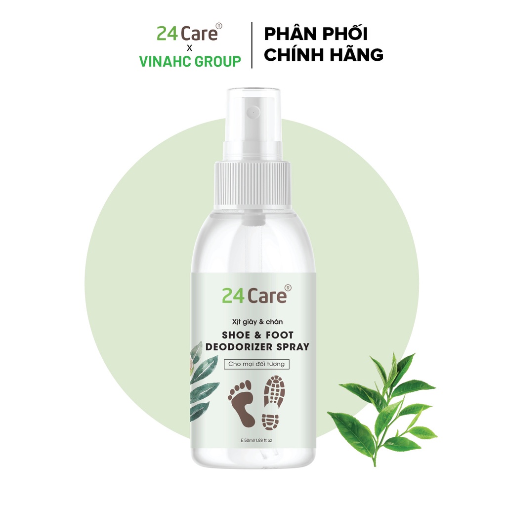 Chai xịt lưu hương, khử mùi giày, sạch khuẩn chiết xuất thảo mộc 24Care 50ml/100ml