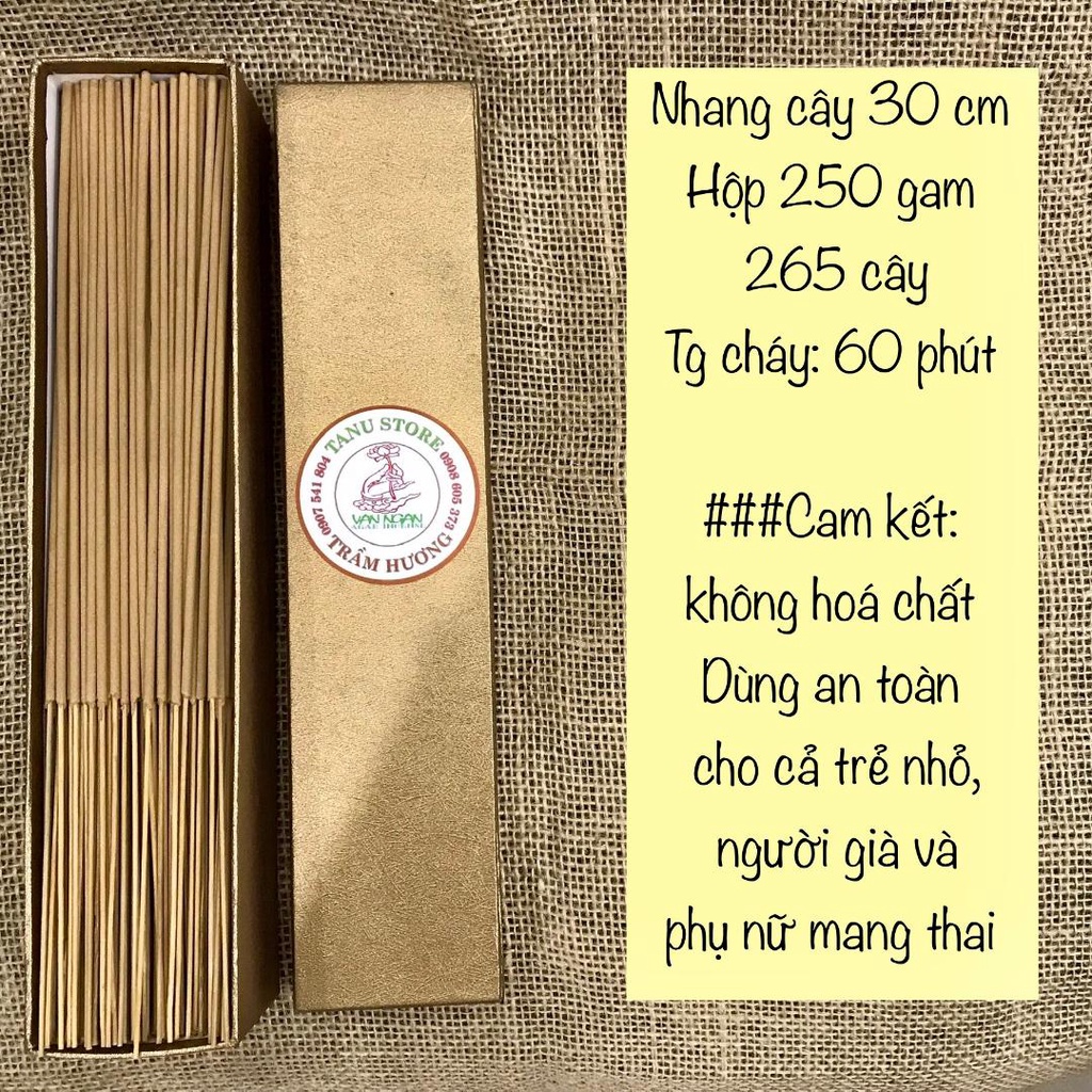 NHANG CÂY TRẦM HƯƠNG TÀI LỘC 30CM 40CM HỘP LỚN 250G VÀ 500G- MÙI THƠM DỊU NGỌT, THOẢNG XA, CHUẨN TRẦM HƯƠNG- TANU STORE