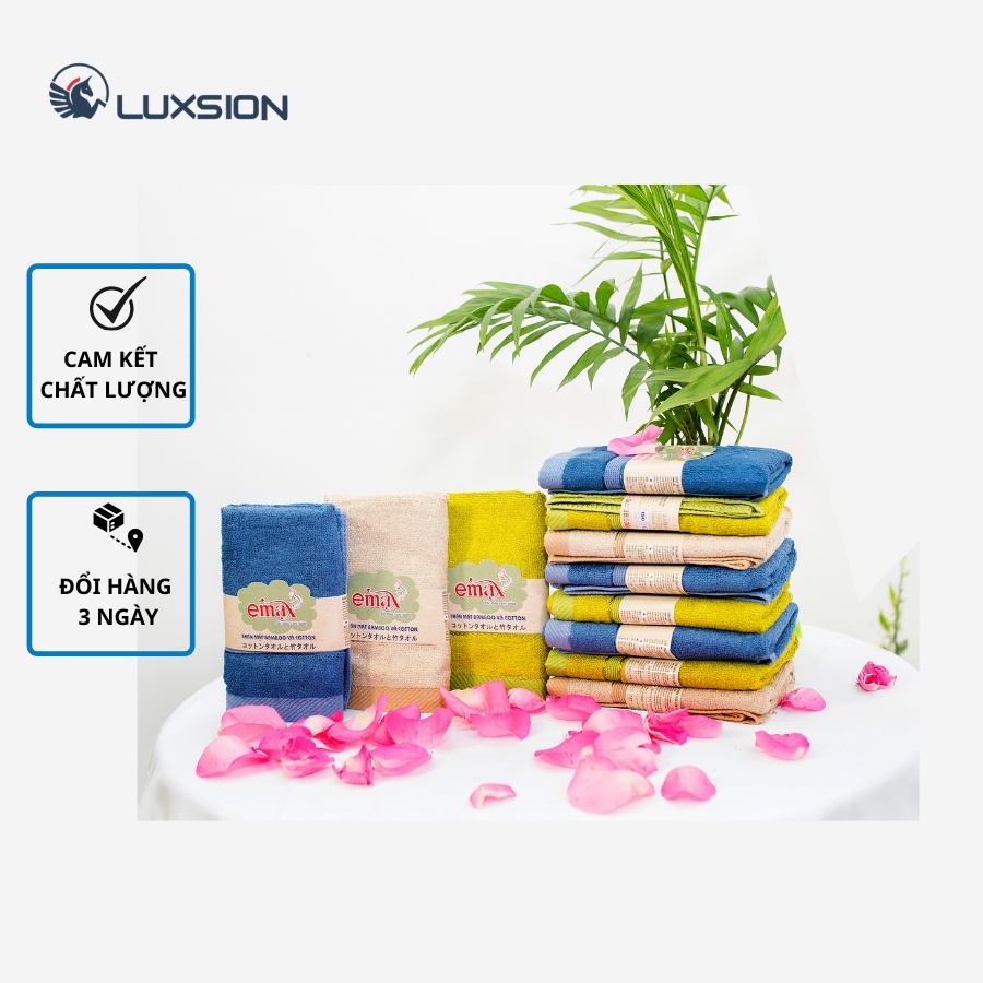 KHĂN MẶT EMAX COTTON VÀ SƠ TRE KIMONO Mềm Mại, Thấm Hút Nước Tốt, Mau Khô, Kháng Khuẩn Ngăn Ngừa Nấm Mốc