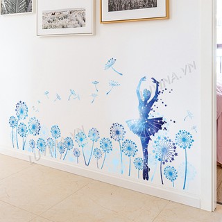 Decal dán tường chất liệu PVC loại 1, dán phòng khách, phòng ngủ, quán cafe-Cô gái múa pha lê